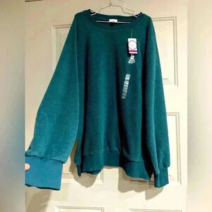 Flirtitude New Teal Green Sweatshirt Oversized Long Sleeve Top Size XL